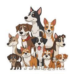 A Charming Variety of Cartoon Dogs