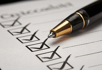 Fototapeta premium Checklist Completed with Pen