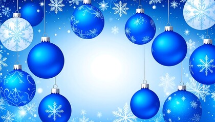 Obraz premium Festive blue Christmas ornaments