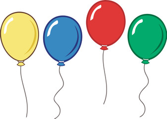 Balloons isolated icon on white background. Decoration for holidays and birthday party. Vector set Helium air balloon 