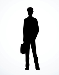 Vector drawing. Standing businessman sign