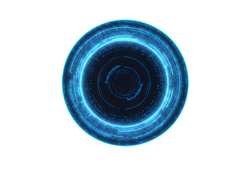 Futuristic glowing blue HUD interface design, perfect for technology presentations, sci-fi games, or sleek digital branding, showcasing cutting-edge innovation and modern design elements