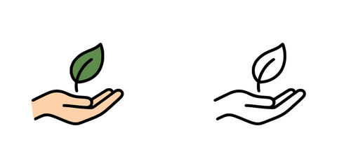 hand holding a plant icon symbolizing nurturing growth and sustainability