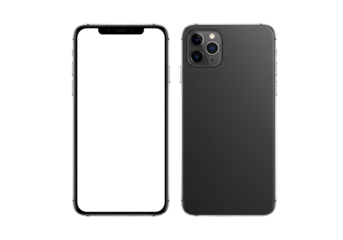 Modern smartphone mockup with front screen and back camera views for app promotions, UI design showcases, and responsive website presentations, sleek tech appeal