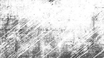 Abstract Black and White Crumpled Foil Grunge Texture – Distressed Overlay Subtle Grain Texture –Monochrome Diagonal Scratched and drop ink splashes. Distressed vector design on whit background