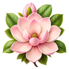 A beautiful pink magnolia flowers delicate petals lush foliage elegant floral transparent background transparent background