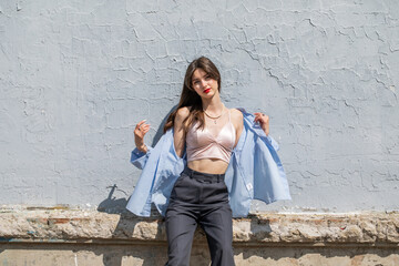 Portrait of a young beautiful brunette girl