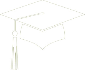 Fototapeta premium Graduation Cap Outline with Tassel, Minimalist Style on Transparent Background