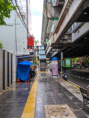 mixed retail and commercial shops and housing in downtown Bangkok District of Pathum Wan Near Siam...