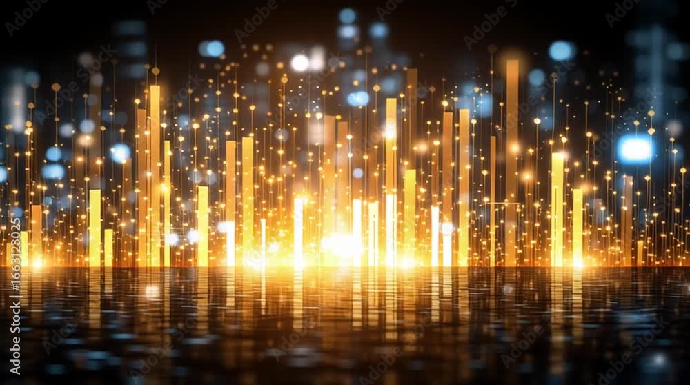 Poster vibrant abstract cityscape background with glowing neon lights and bokeh effects at night a futurist