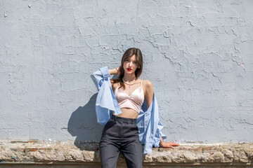 Portrait of a young beautiful brunette girl