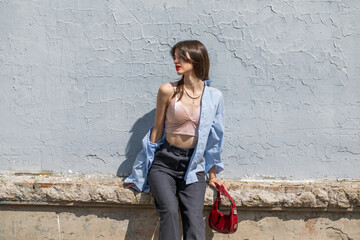 Portrait of a young beautiful brunette girl