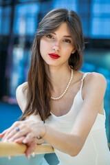 Portrait of a young beautiful brunette girl