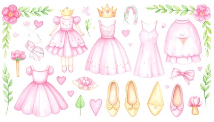 Pastel princess fashion illustration