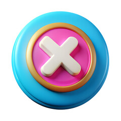 Fototapeta premium 3D Cartoon Cross Mark Icon in Blue Circle cancel close