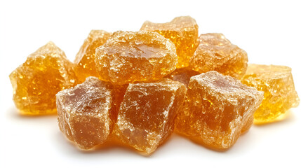 Brown Sugar Cubes on White Background Natural Sweetener for Cooking and Baking