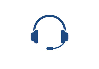 Blue Headset Icon: Customer Support and Communication isolated on transparent background