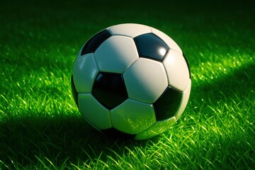 Fototapeta premium Soccer ball in minimal spotlight. Use for creative design, sportswear, product branding, and event promotion. 