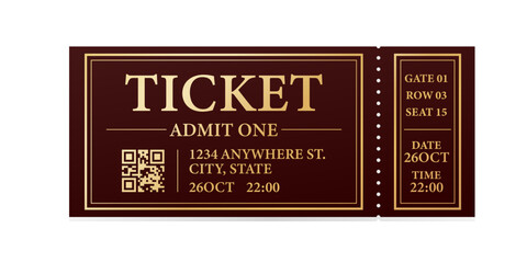 Design Ticket vector template for invitation, event, concert, music festival, movie festival, show, performance, etc.
