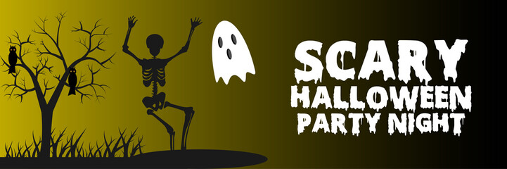 Spooky Halloween Party Banner Design. Social media post design