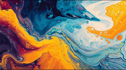 Colorful Abstract Paint Pouring Technique Displayed With Vibrant Swirls and Patterns in a Studio Setting - Powered by Adobe