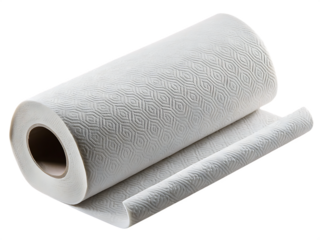 White Paper Towel Roll with Embossed Hexagonal Pattern kitchen roll absorbent isolated on a transparent background