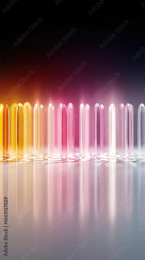 Poster colorful light spectrum bouncing through transparent prisms