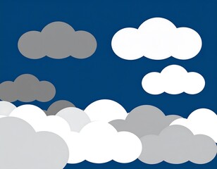Cartoon clouds against a dark blue sky