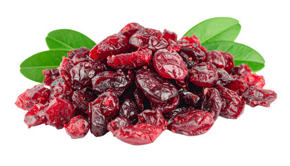 Vibrant Dried Cranberries Heap for Healthy Snacking, Baking, and Culinary Use Isolated on solid white Background Png format