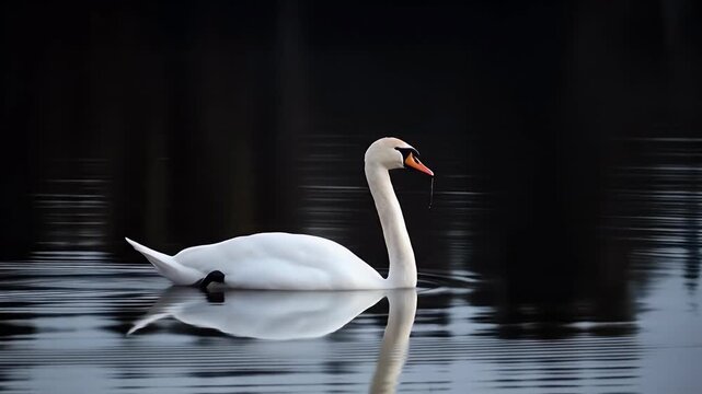 White swan floating on the water.