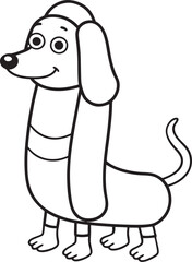 Simple Dachshund Cartoon Character Illustration for Coloring Books and Children's Art Projects
