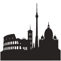 Ancient city skyline silhouette