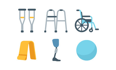 Neon glow symbols of accessibility and rehabilitation aids