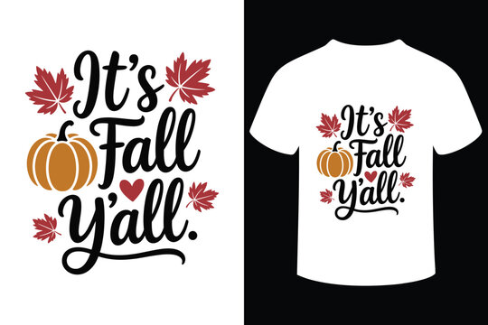 It s fall y all autumn theme design with pumpkins and leaves