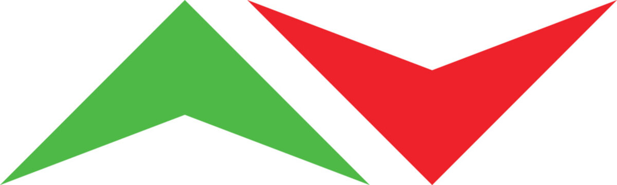 Green up arrow and red down arrow symbol