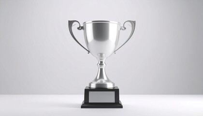 Shiny Silver Trophy Cup on White Background

