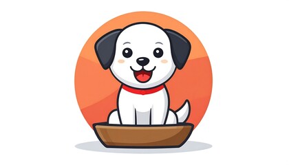 Obraz premium Cute cartoon dog in a bed