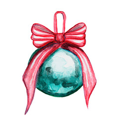 A beautifully crafted ornament painted in shades of blue, adorned with a vibrant red bow, perfect for enhancing holiday decor or festive gatherings.