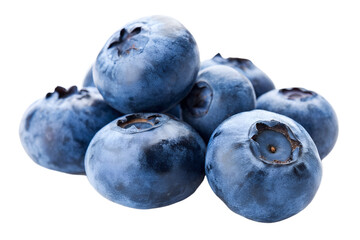 Close-up Cluster of Fresh Blueberries on Transparent Background