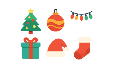 Naklejka premium Festive holiday icons with glowing light effects for christmas and new year
