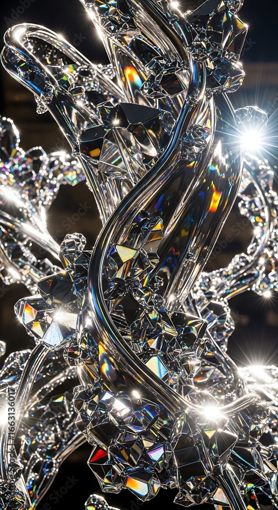 Aufkleber intricate crystalline structure reflecting light and creating iridescent hues in abstract form