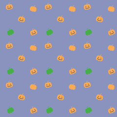 シンプルなハロウィンのかぼちゃランタンのシームレス背景・ネイビー