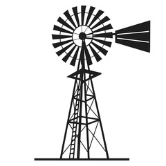 Desert windmill silhouette
