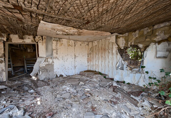 ruined street and destroyed houses the city war in Ukraine