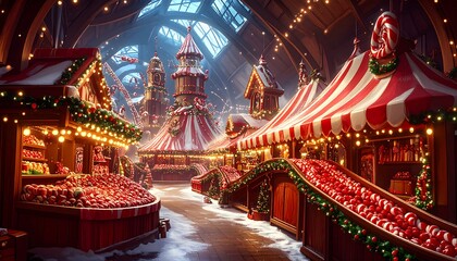 Obraz premium Festive Christmas market scene