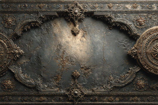 Dark background, ancient texture, subtle arcane markings and symbols on edges.