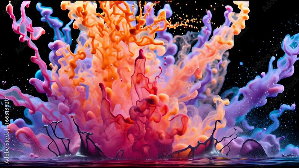 Poster colorful explosion of paint creates stunning visual display in a controlled setting