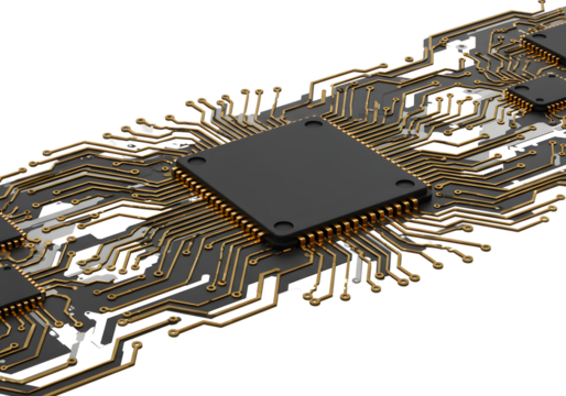 Modern CPU microchip design showcasing integrated circuit technology, reflecting innovation in computer engineering, perfect for tech startups and digital transformation projects