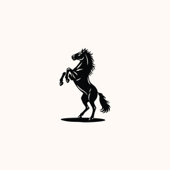 Black Horse Silhouette Vector Illustration – Rearing Stallion Design