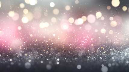 Abstract festive background with sparkling bokeh lights. Glamorous shimmer and glitter effect for celebration banner template.